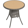 70 cm Wood-Effect Rattan Garden Table - Natural Wood Finish