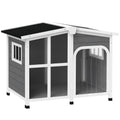 Wooden Large Dog Kennel with Removable Floor, Openable Roof & Giant Window - Charcoal Grey