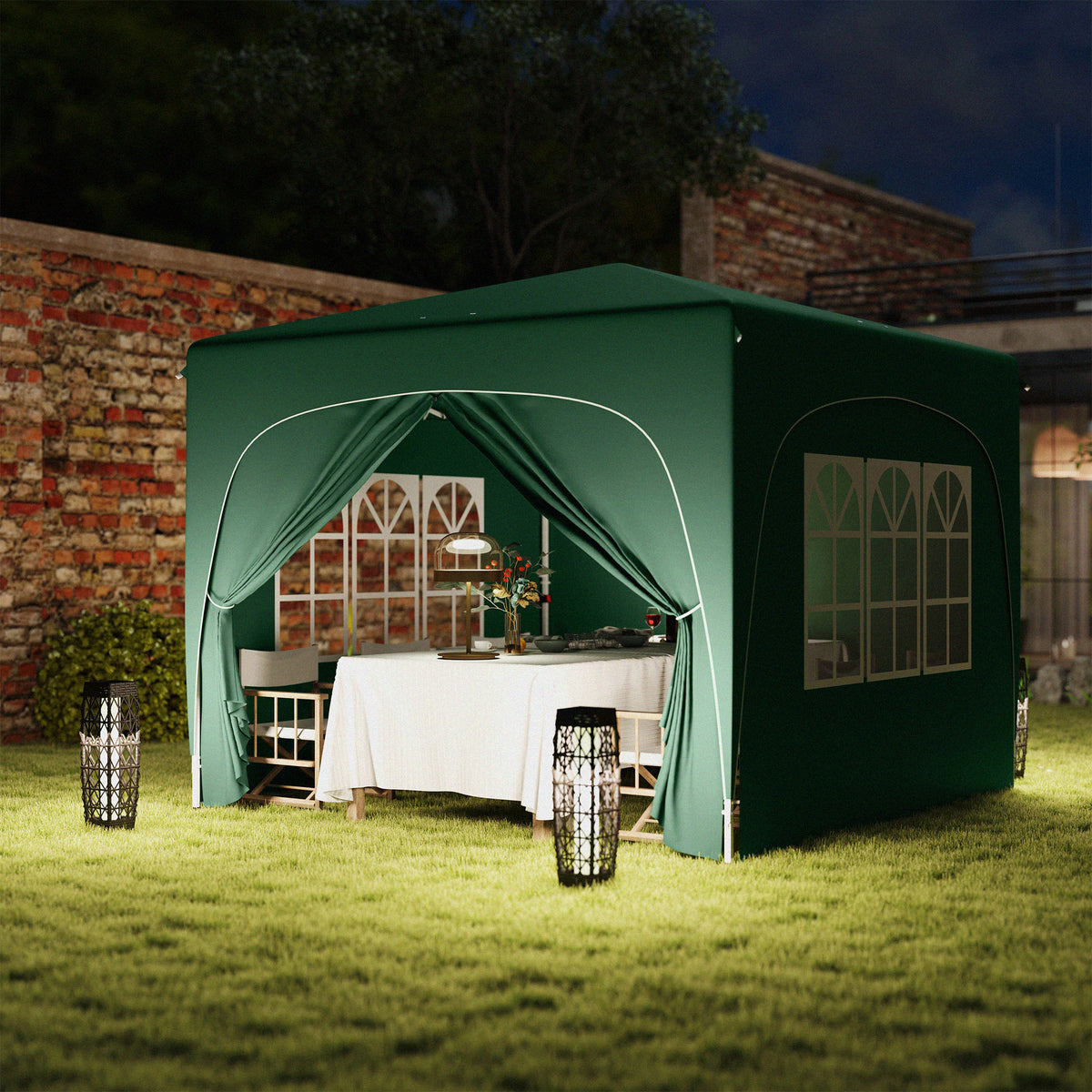 3 x 3m Pop-Up Gazebo Shelter with UPF50+ Canopy - Dark Green