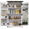 Multi-Storage Farmhouse Style Kitchen Cabinet with Shelves - White