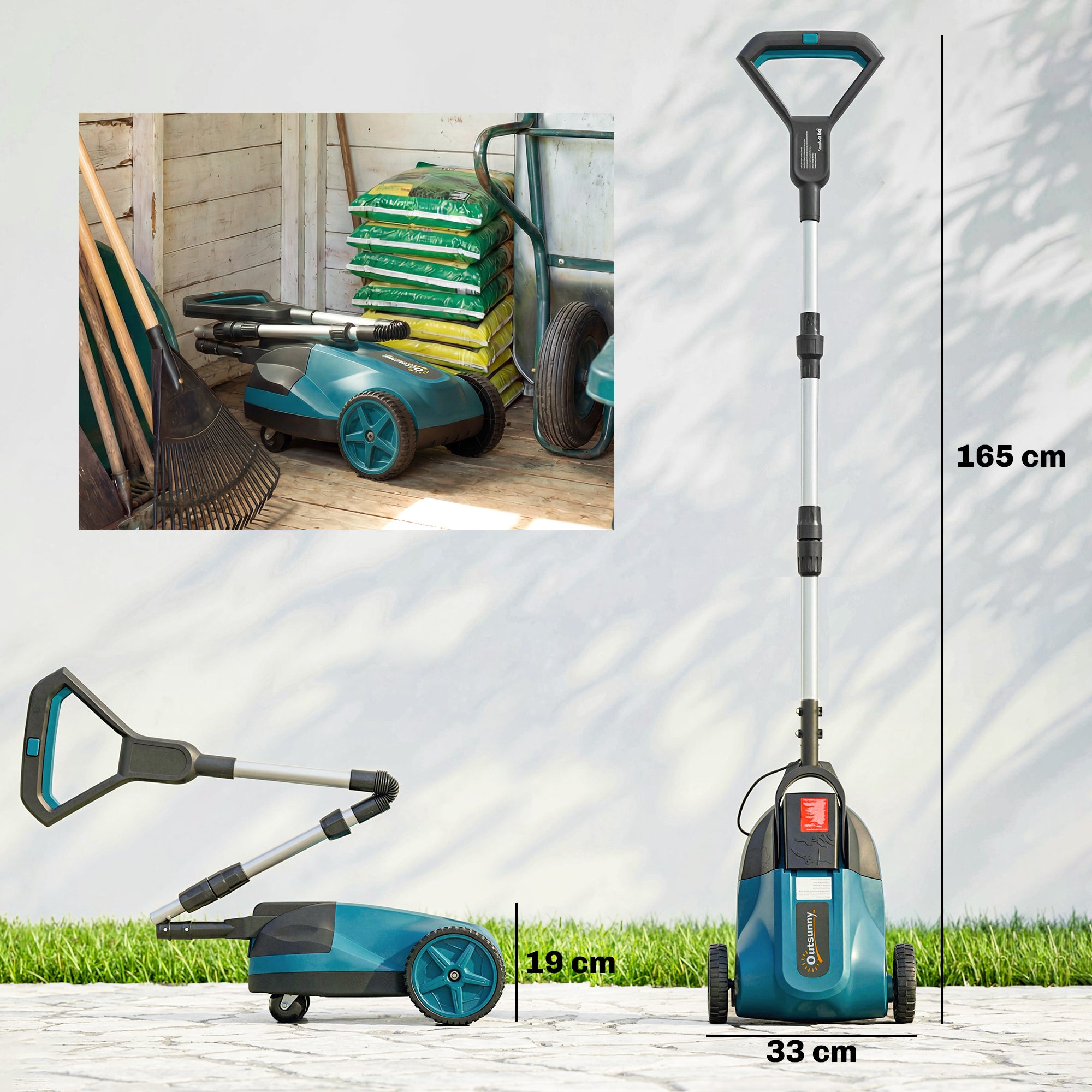 18V Cordless Lawnmower with 2 x 4Ah Batteries & Charger, Battery Lawn Mower with 21cm Cutting Width, 3 Cutting Heights