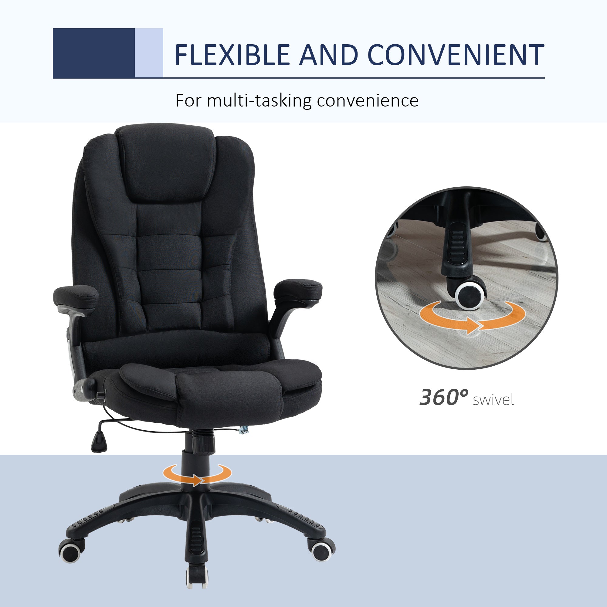 Ergonomic Office Chair Comfortable Desk Chair with Armrests Adjustable Height Reclining and Tilt Function Black