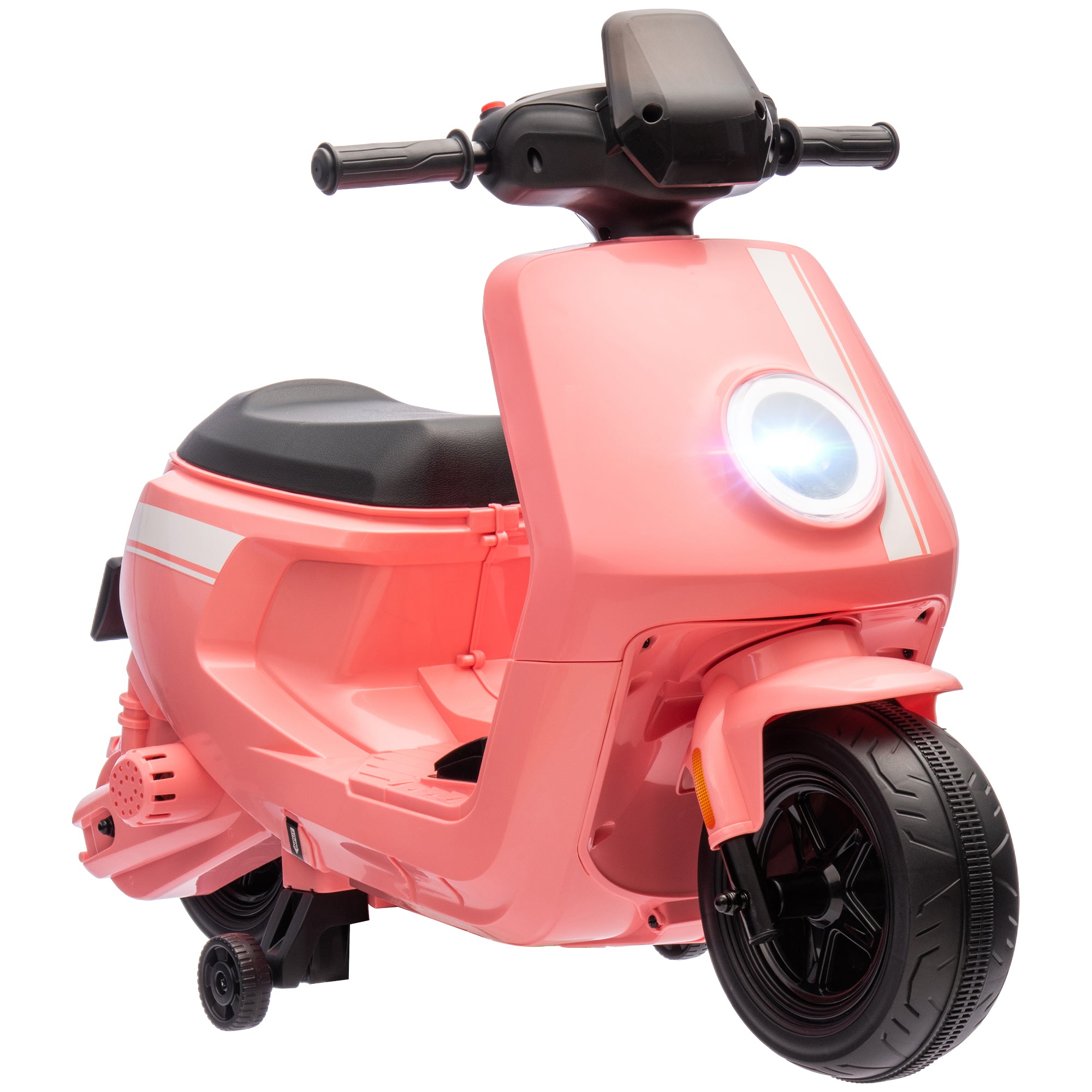 6V Ride on Motorbike, Kids Electric Motorbike w/ Headlights, Music, Training Wheels, for Ages 18-36 Months, Pink