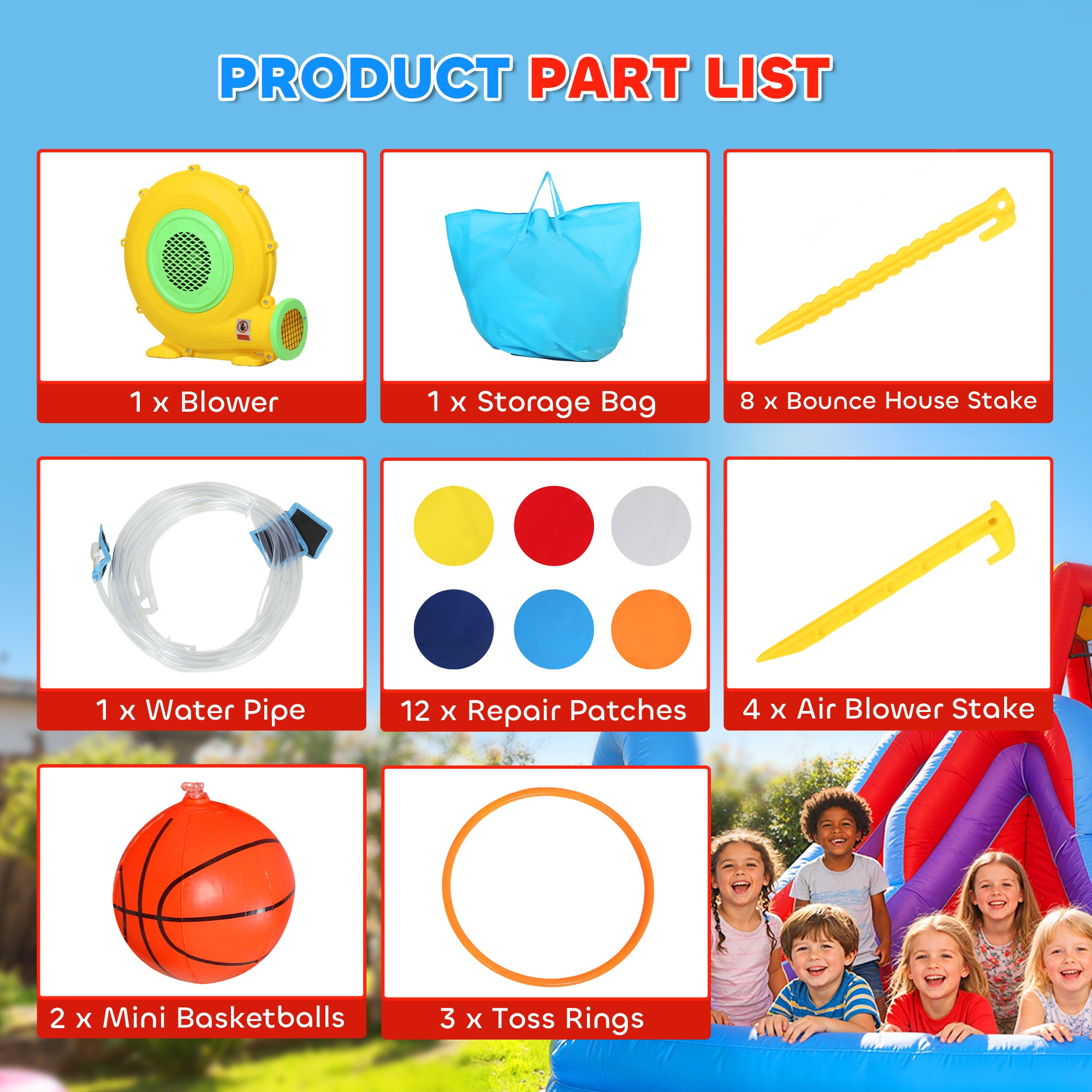 Bouncy Castle for Kids, Inflatable Bounce House with Slide, Pool (Ball Pit), Climbing Wall and Blower for Outdoor