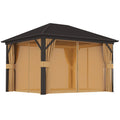3.6 x 3 Metre Aluminium Frame Hardtop Gazebo with Curtains - Grey