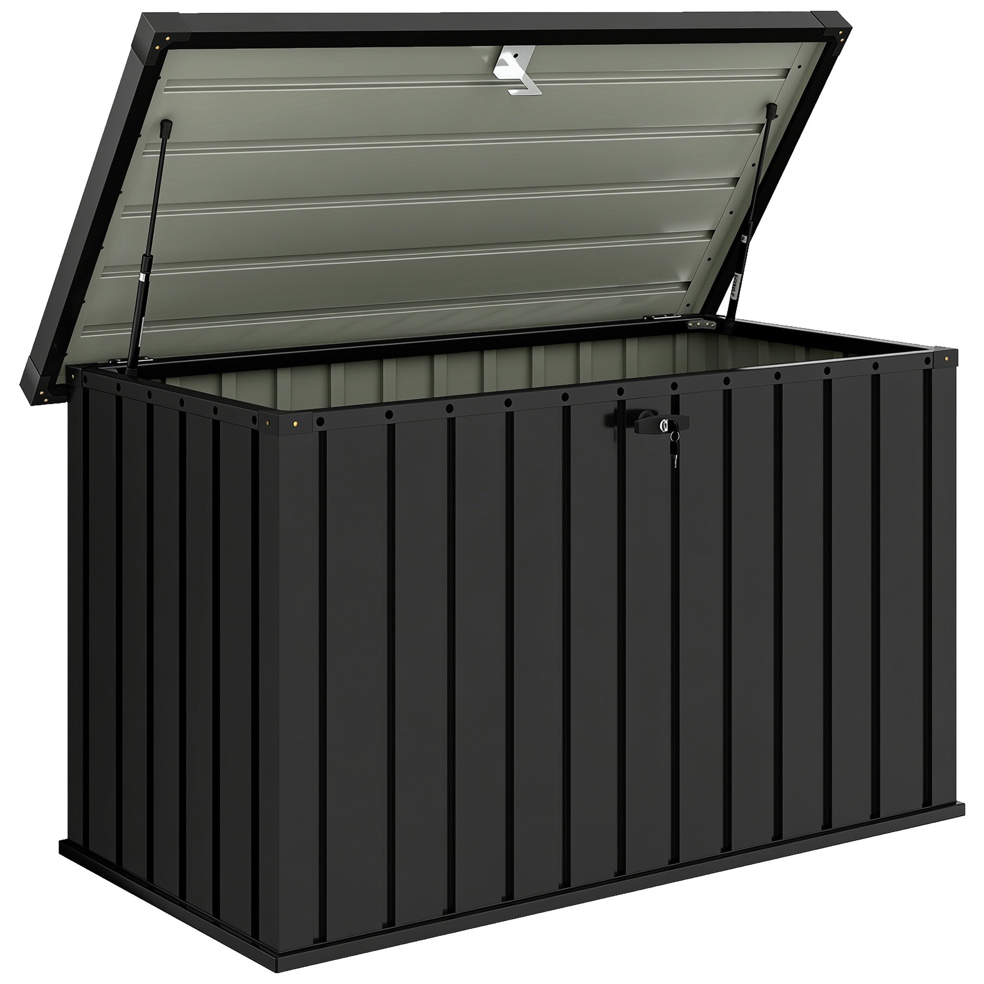 400L Galvanised Steel Garden Storage Box, Black