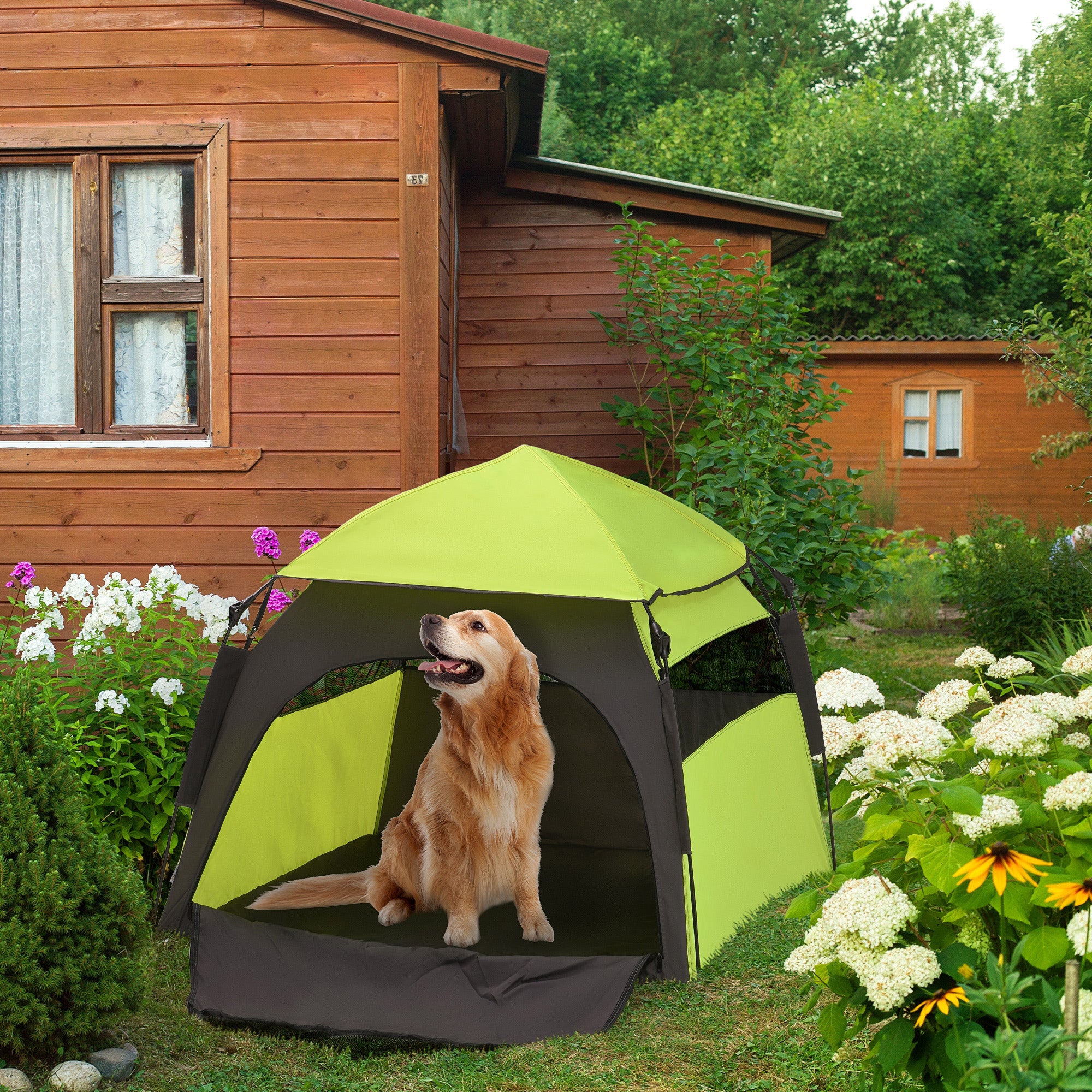 Foldable Dog Cat Tent with Waterproof Oxford, Carry Bag for Extra Large Dog, Green