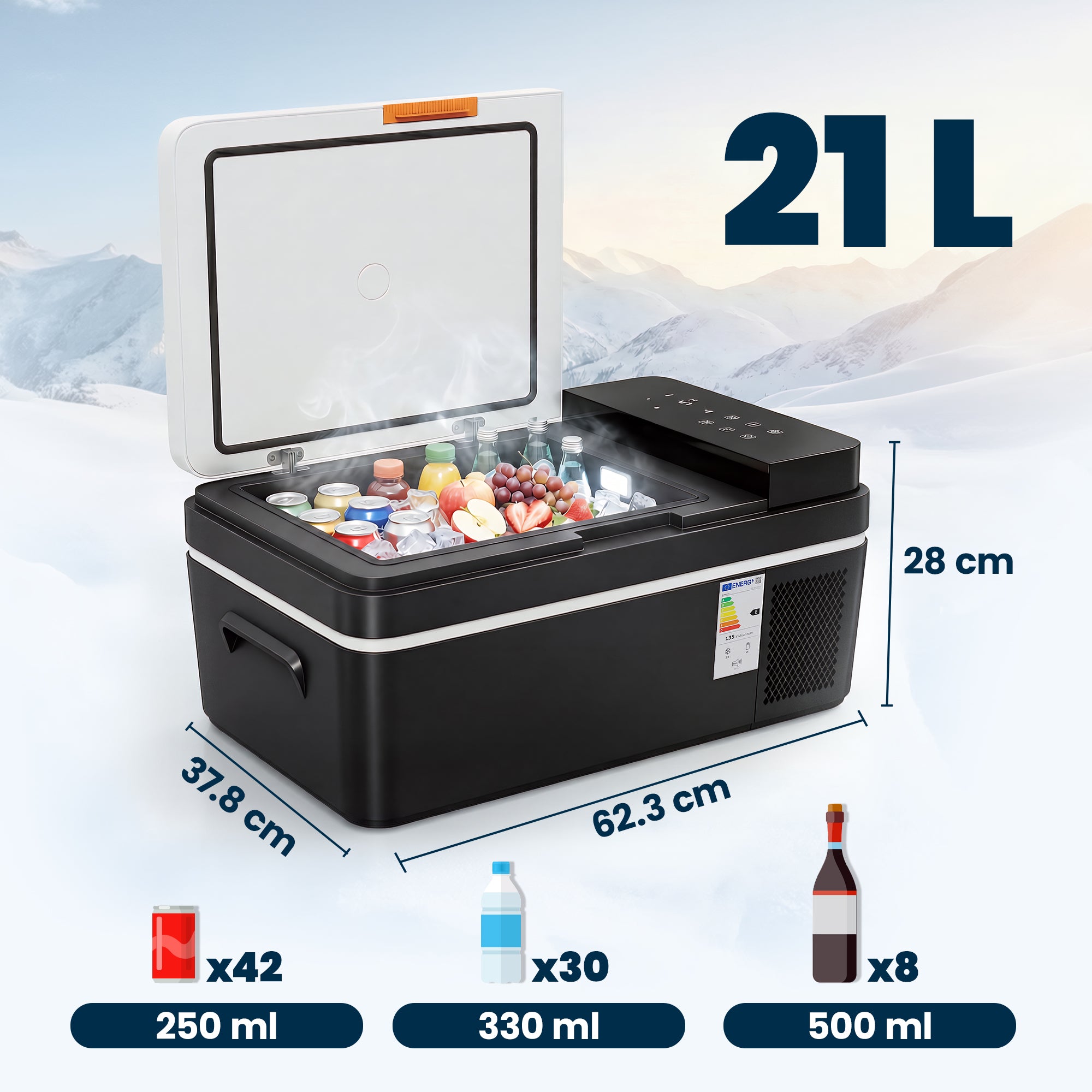 20L Compressor Car Fridge Freezer, Camping Refrigerator with App Control, 12/24V DC and 100-240V AC,