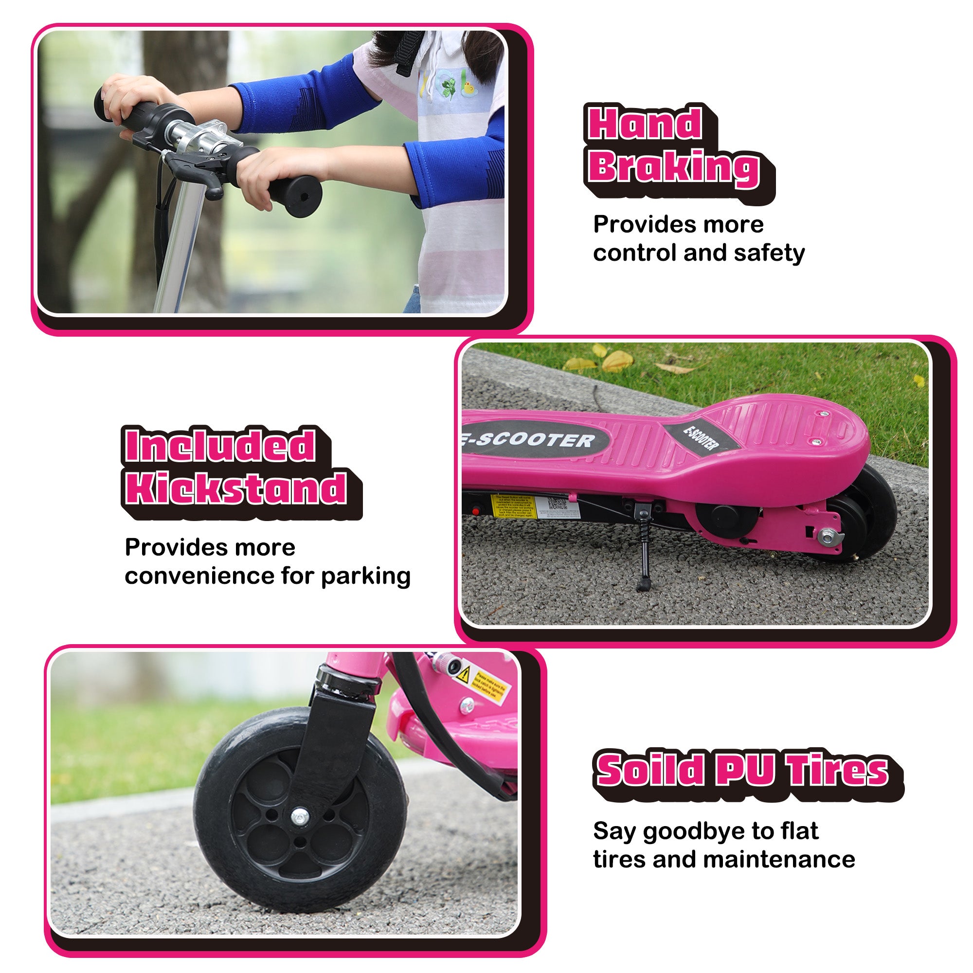 Folding Electric Kids Scooter Ride-On Age 7-14 - Pink