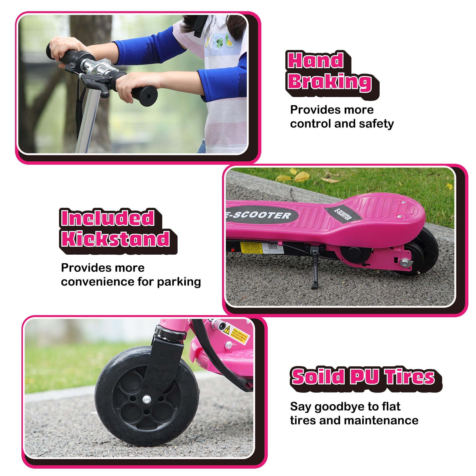 Folding Electric Kids Scooter Ride on Age 7-14, Pink