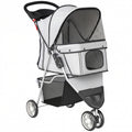 Dog Stroller, 3 Wheels Foldable Pet Stroller with Adjustable Canopy, Storage Basket for Small Mini Breeds, Grey