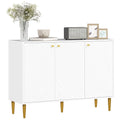 Elegant Two-Cupboard Sideboard with Adjustable Shelves - White/Gold-Tone