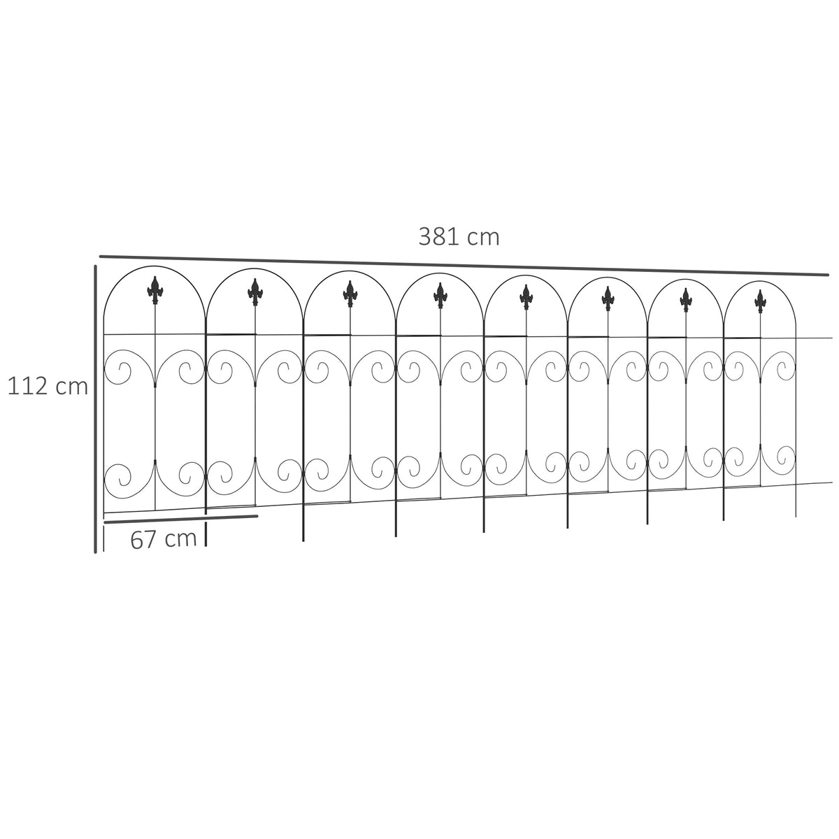 Decorative Garden Fencing, 16PCs 44in x 25ft Outdoor Picket Fence Panels, Rustproof Metal Wire Landscape Flower Bed Border Edging, Black