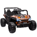 12V Battery Powered Ride-On Truck with Remote, Suspension, Horn, Lights & Music for Ages 3-5 - Brown
