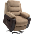 Electric Riser Recliner Chair with USB Port and Patchwork Corduroy Upholstery - Brown