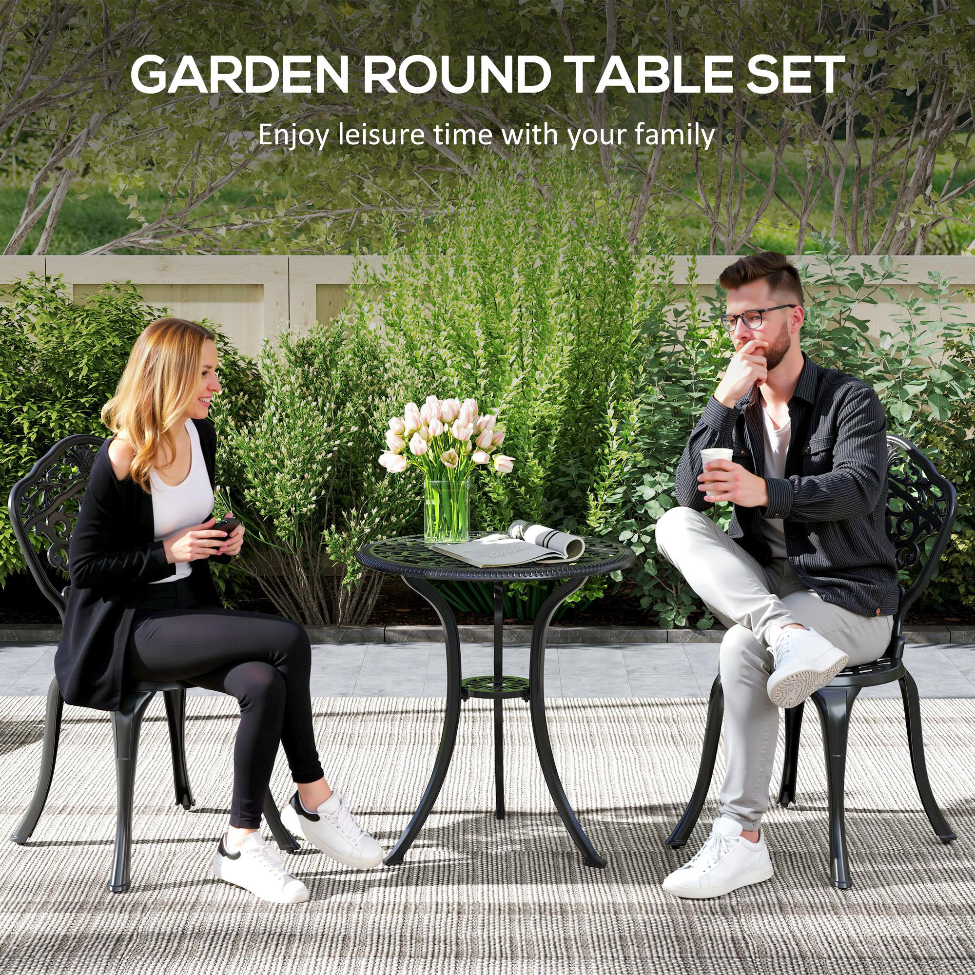Three-Piece Aluminium Floral Bistro Set - Black