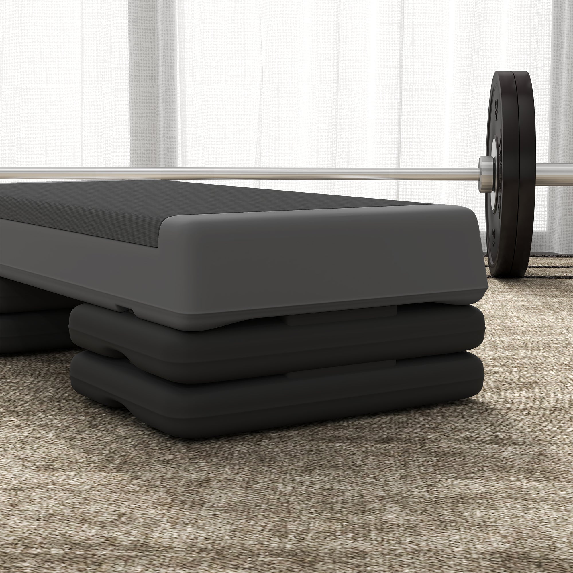 Adjustable Fitness Stepper with Non-Slip Surface 3 Height Levels for Home Gym - Grey