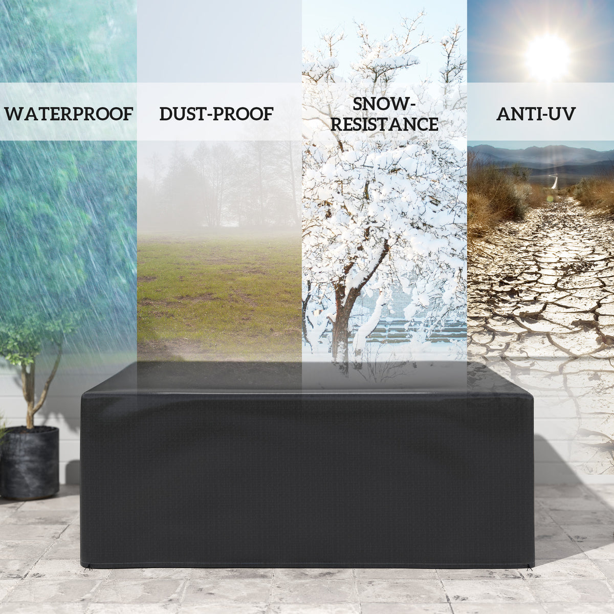 Large Waterproof Anti-UV Garden Furniture Cover Set 235x190cm - Black
