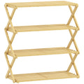 Four-Tier Folding Bamboo Shoe Rack - Natural Finish