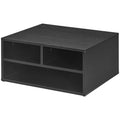Three-Compartment Printer Storage Cabinet with Open Shelves - Black