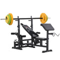 Weight Bench with Adjustable Barbell Rack, Leg Extension, Preacher Curl Pad and 20kg Barbell Set