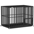 Heavy Duty Dog Crate, Dog Cage with Wheels for Medium Large Breeds with Removable Tray, Black