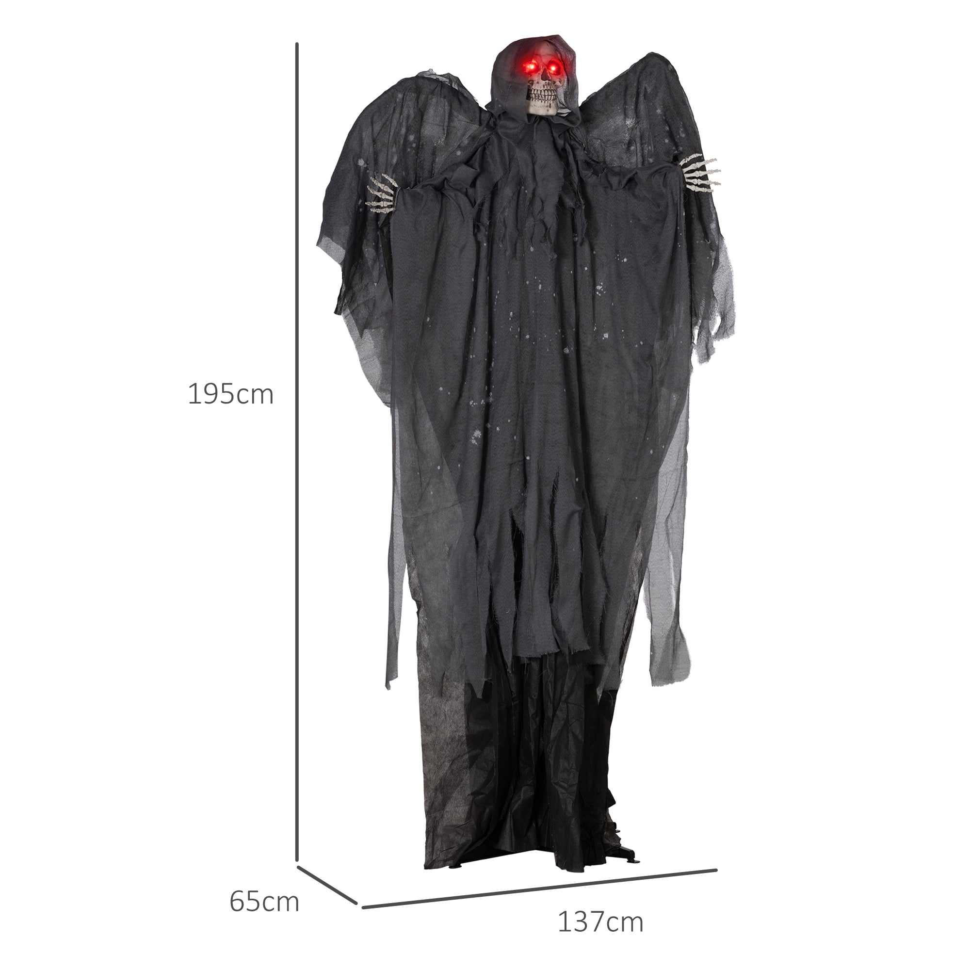 6.3" Grim Reaper Halloween Animatronic, with Glowing Eyes