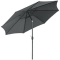 3m Tilting Garden Parasol with 8 Ribs, Crank Handle & Sun Shade for Balcony, Bench - Dark Grey