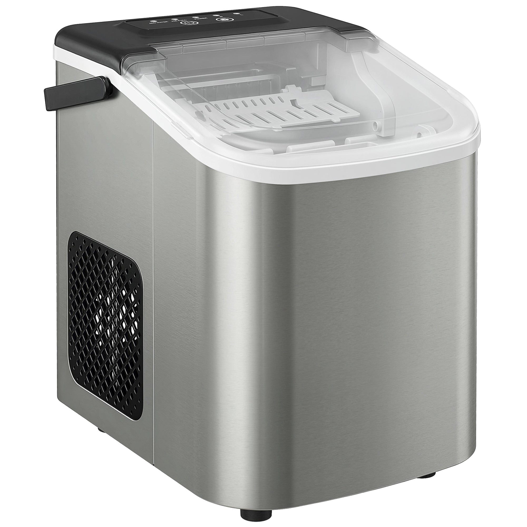Ice Maker Machine Countertop, 9 Cubes Ready in 7 Mins, 12 KG in 24Hrs, 2 Sizes of Bullet, Self-Cleaning Ice Machine with Portable Handle, Scoop and Basket for Home Kitchen Office RV