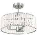 Crystal Ceiling Light Fixture, Semi Flush Mount Modern Crystal Chandelier Ceiling Light for Living Room, Bedroom, Hallway, Dining Room, E14 Base 3-Lights, Bulbs Not Included, Silver Tone
