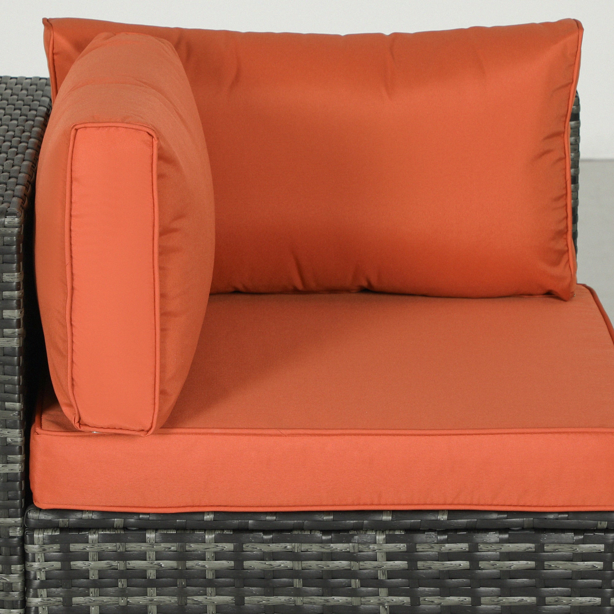 Four-Piece Rattan Sofa Set - Orange/Grey