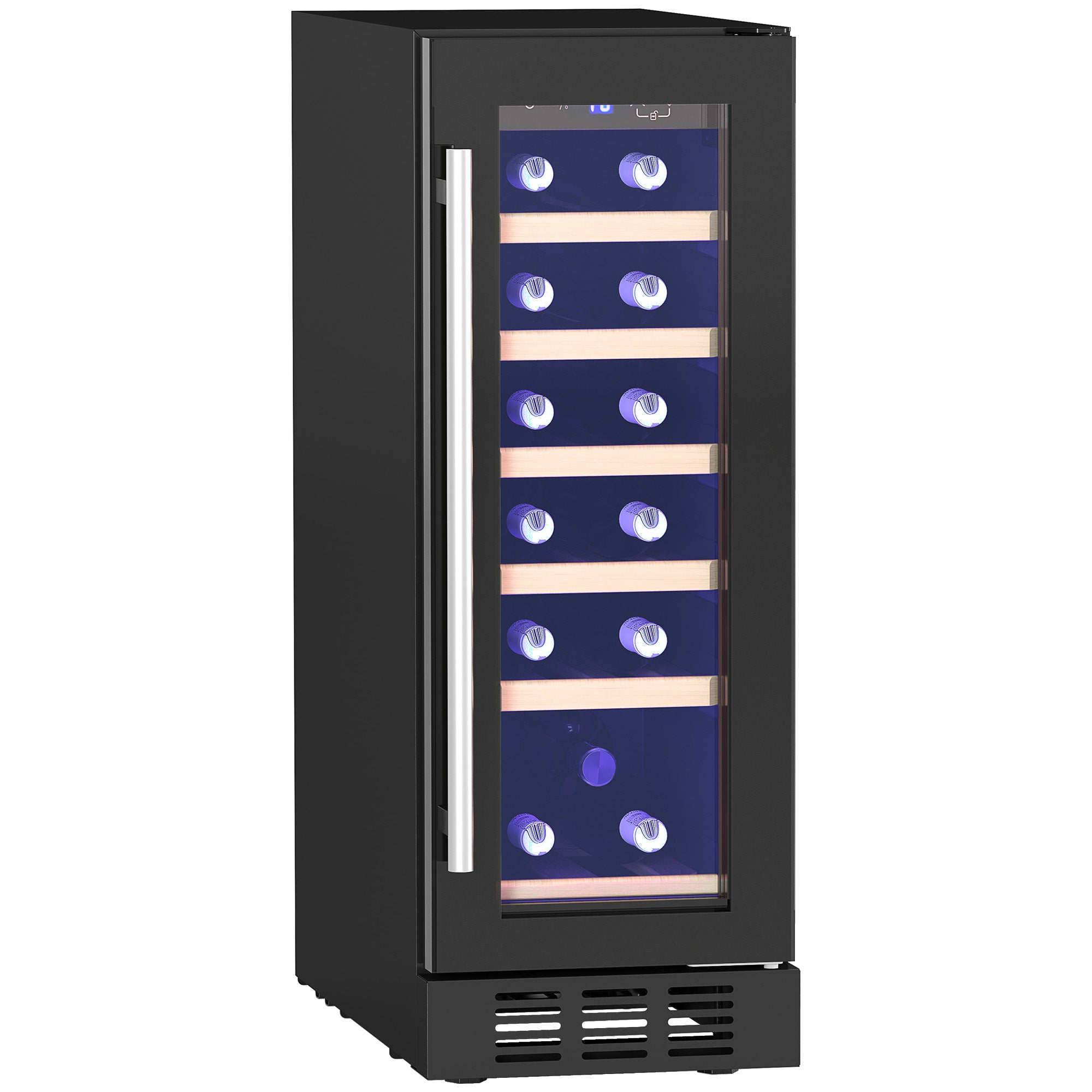 19 Bottle Wooden Rack Wine Fridge 5-18℃ Temperature Control - Black