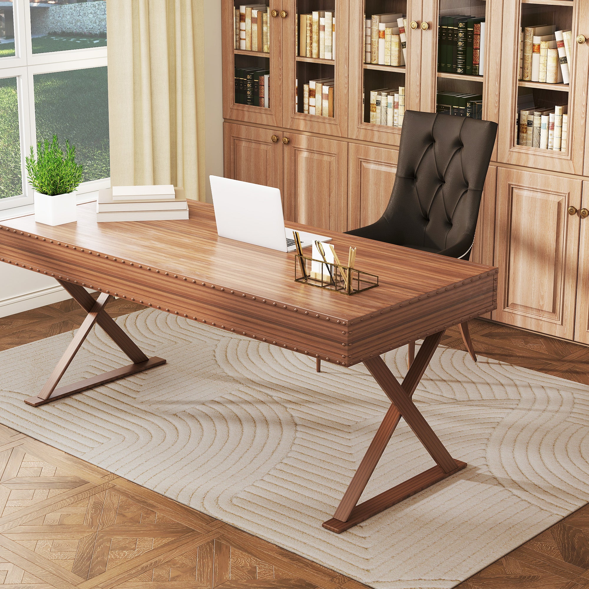Modern Geometric Rug, Thick & Plush, Non-Slip, 230 x 160 cm – Cream, Living Room/Bedroom/Office