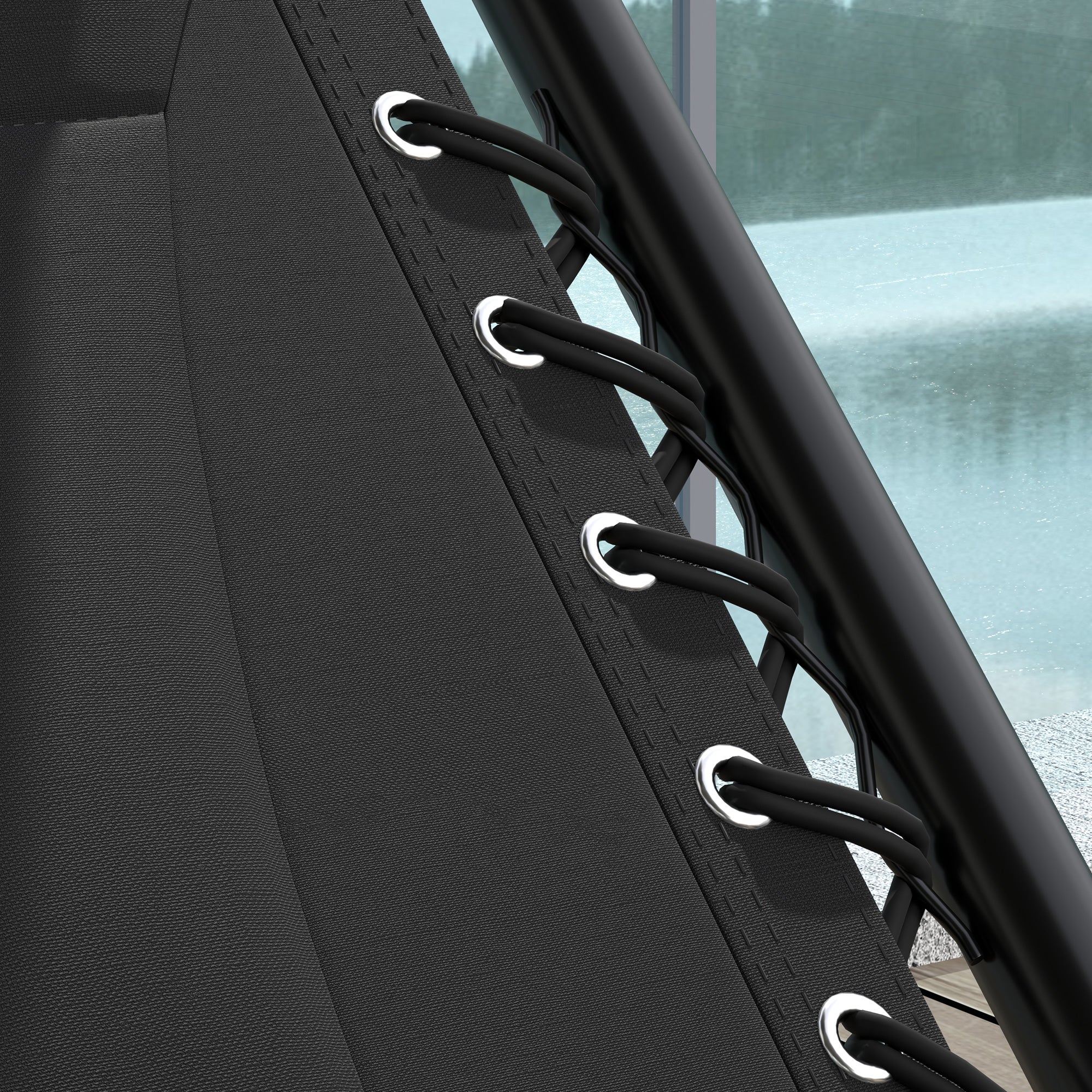 Set of 2 Zero Gravity Lounger Chairs with Padded Seat and Shade Cover - Black