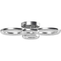 LED Ceiling Light, Modern Dimmable 4 Rings Ceiling Lamp with Wall Switch, 40W 4350lm Flush Mount Ceiling Light with 3500K/4500K/6000K Colour Temperatures for Living Room, Bedroom, Silver Tone