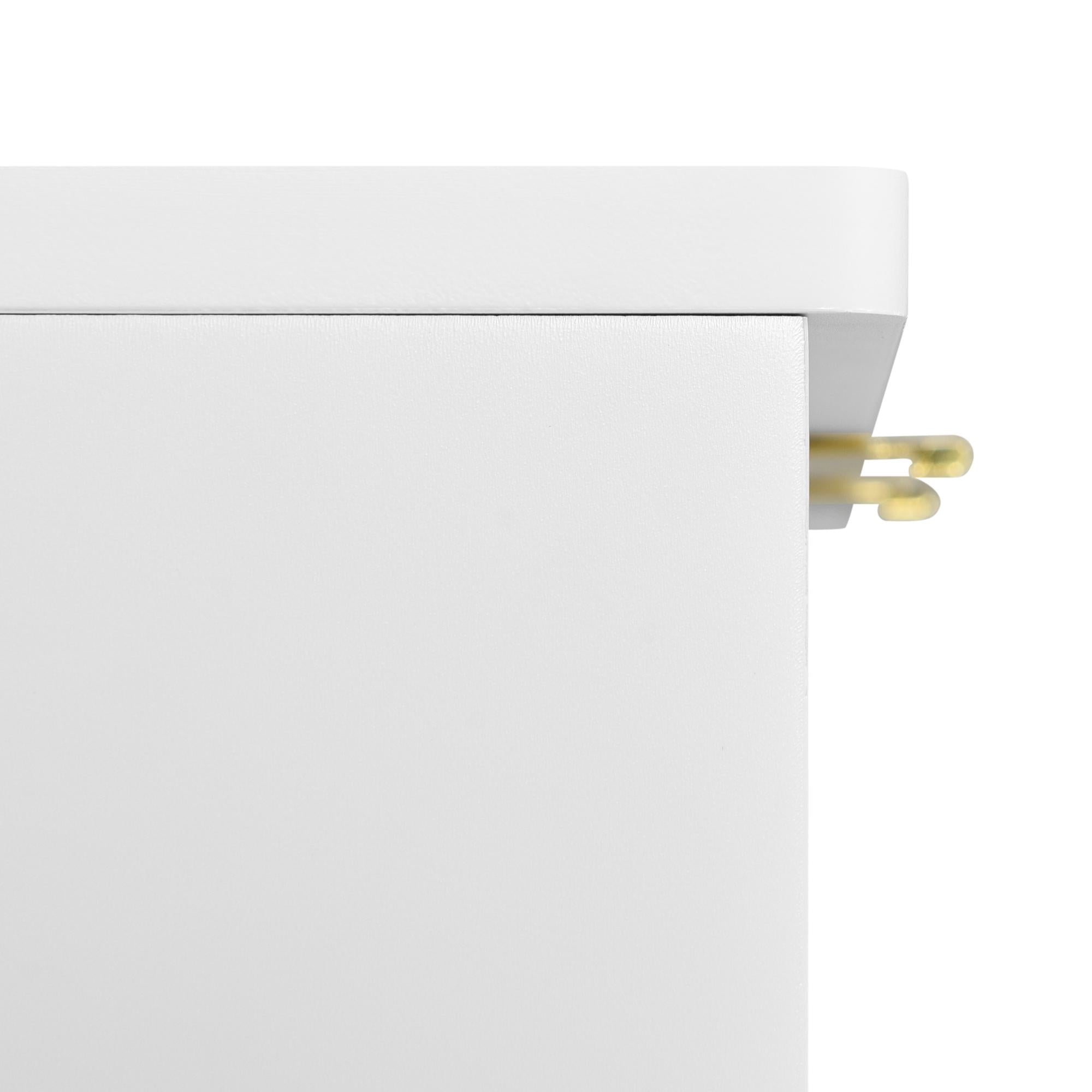 Lacquered Sideboard with 2 Doors and 6 Compartments, Gold-Plated Feet and Handles, 3 Shelves, 75L x 40W x 90H cm, White