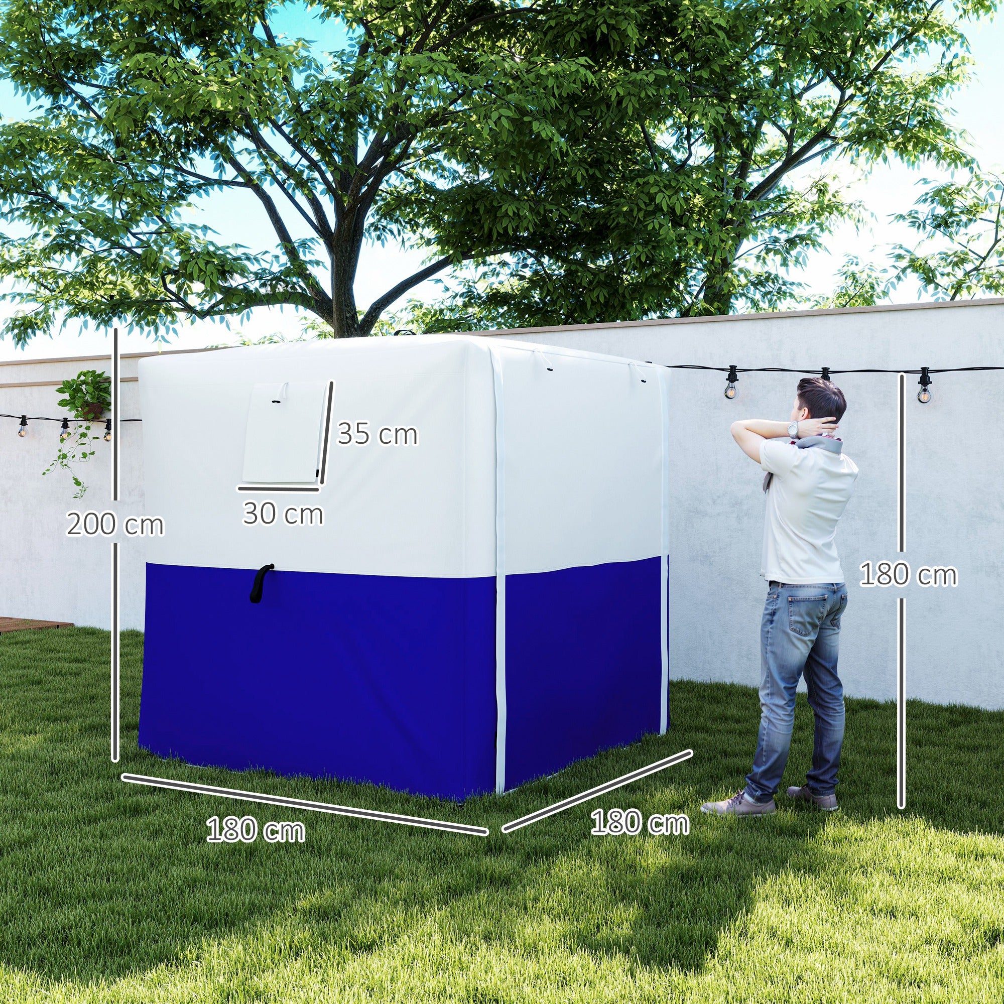 2m 2-Piece Pop-Up Gazebo with Mesh Windows and Sides - Dark Blue