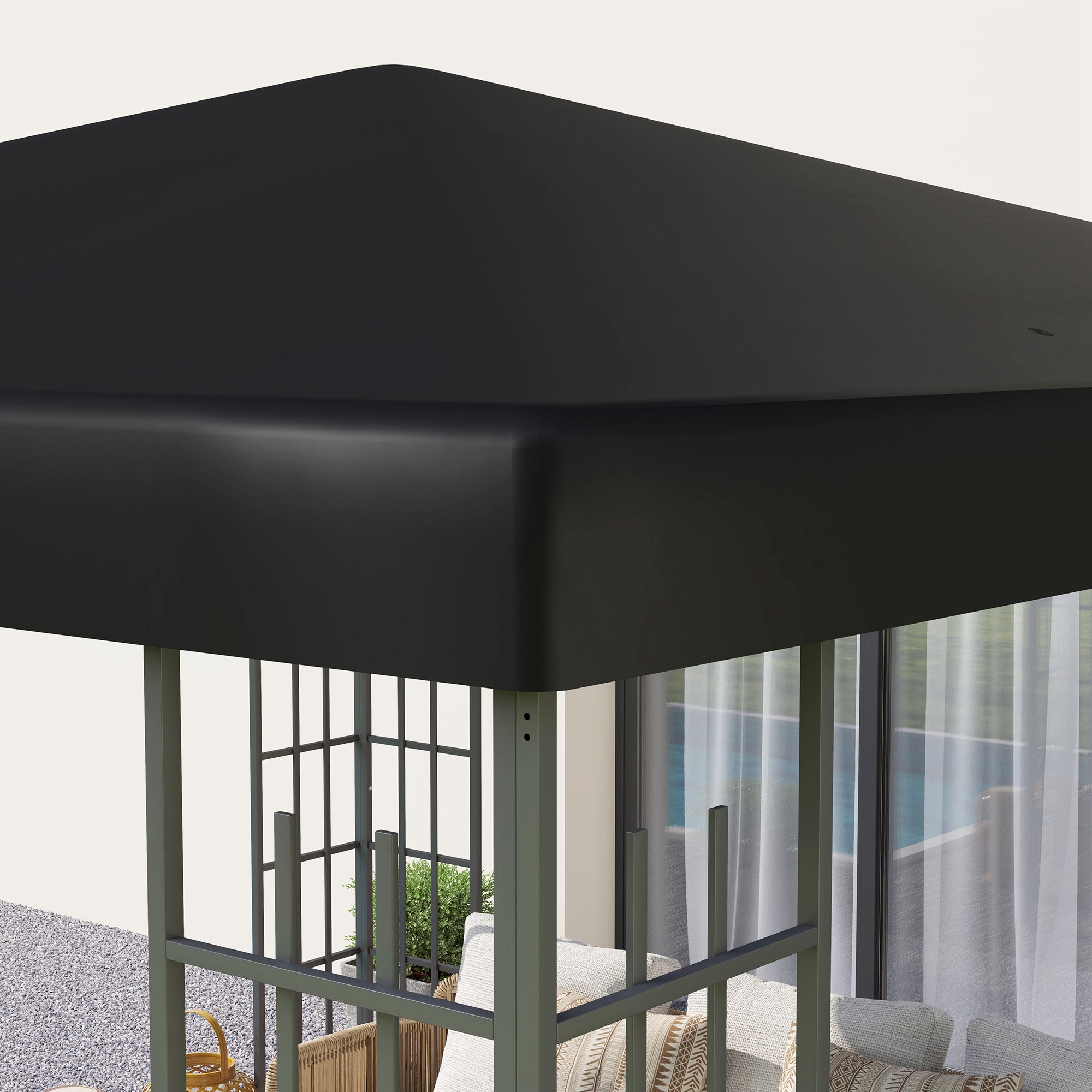 3 Piece Polyester Gazebo Canopy Replacement with UPF30 Black