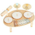 Baby Drum Kit, Wooden Kids Musical Instruments with Drums and Xylophone, Gifts for Girls Boys Birthday, Natural