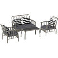4 Piece Rattan Garden Sofa Set with Adjustable Backrests - Grey