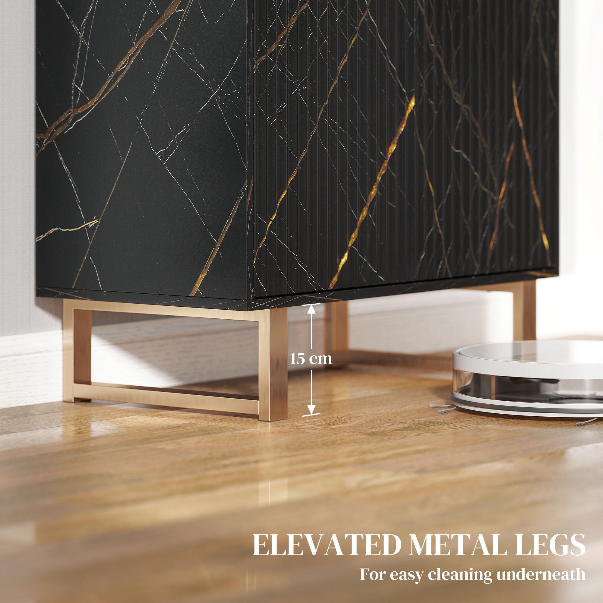 Elegant Storage Sideboard - Black/Gold-Tone
