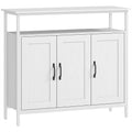 Industrial Kitchen Sideboard with Open Shelf, 2 Cabinets, Adjustable Shelves for Living Room, Dining Room, White