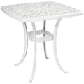 Outdoor Garden Table with 38mm Dia. Umbrella Hole, Cast Aluminium Patio End Table with Anti-slip Foot Pads for Garden