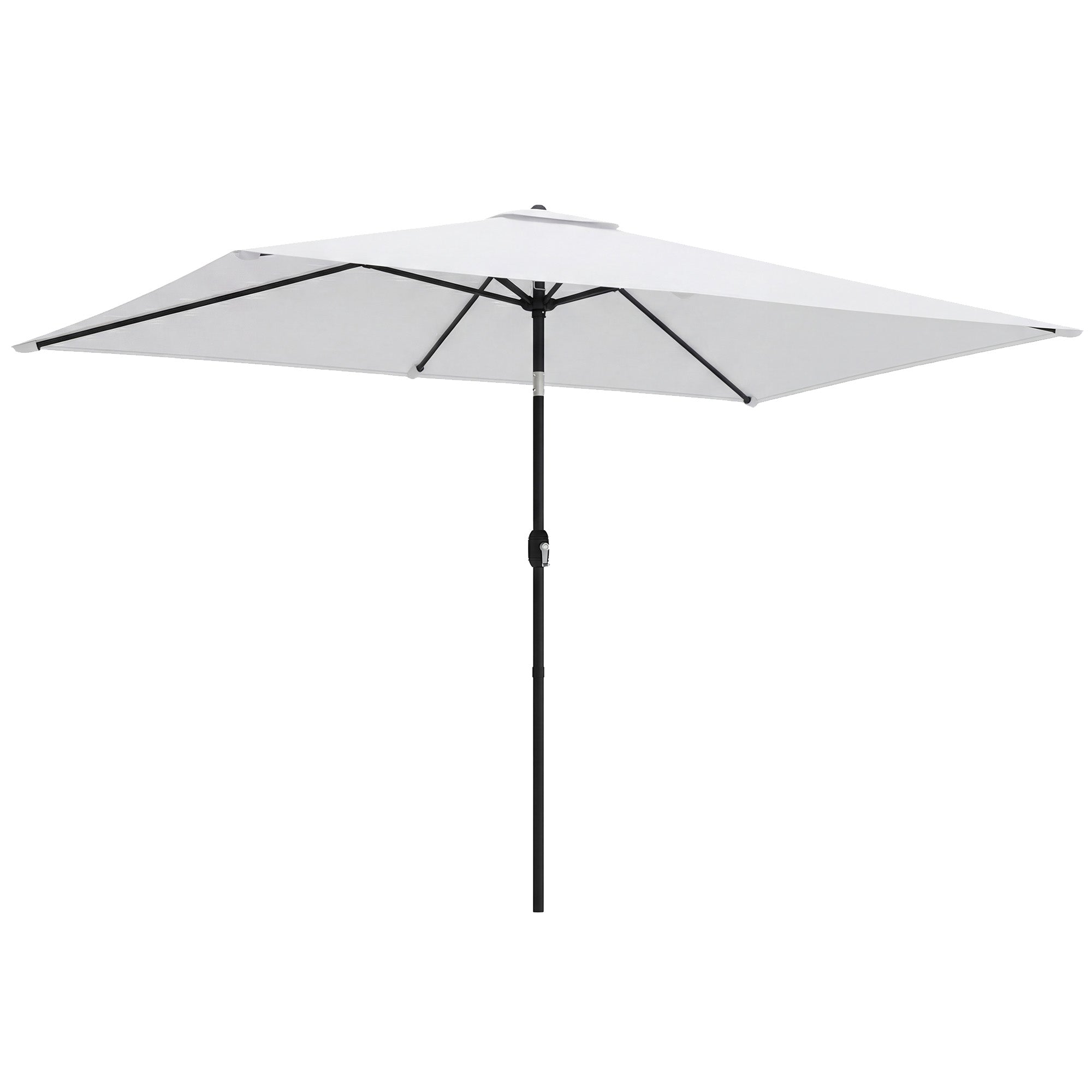 Garden Parasol, Parasol Umbrella with Crank Handle, Tilt Function, Polyester Canopy, Cream White