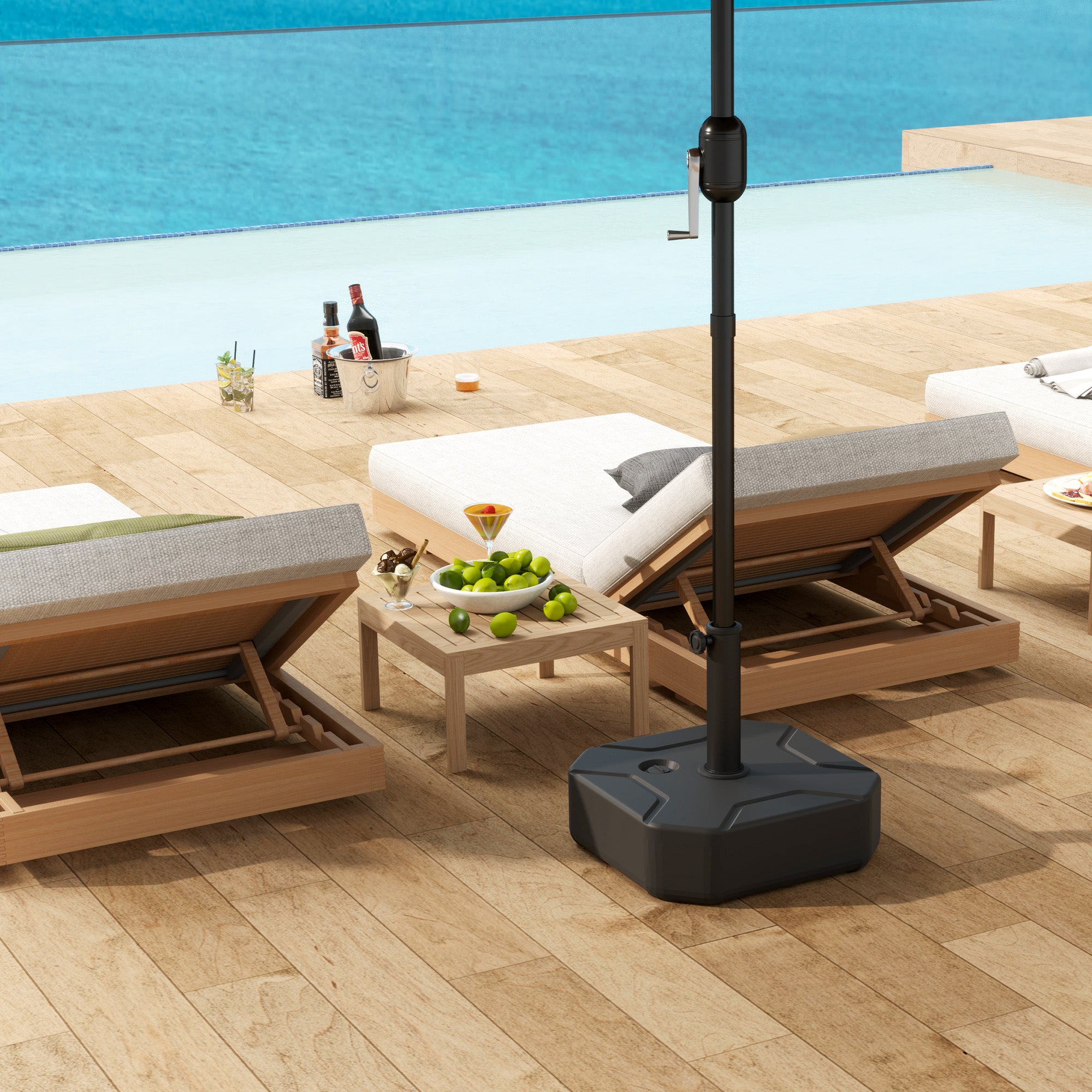 Square Garden Parasol Base, Garden Umbrella Stand Heavy Duty Parasol Base, Filled Up to 25kg with Stand or 20kg with Water for for 38, 48 mm Poles, Black