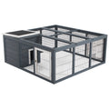 Rabbit Hutch Outdoor, Guinea Pig House, Bunny Run Cage with Openable Top for 1-2 Rabbits, 123 x 120 x 52cm, Grey