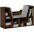 Bookcase Storage Shelf with Cushioned Reading Seat and Cube Organizer - Chestnut
