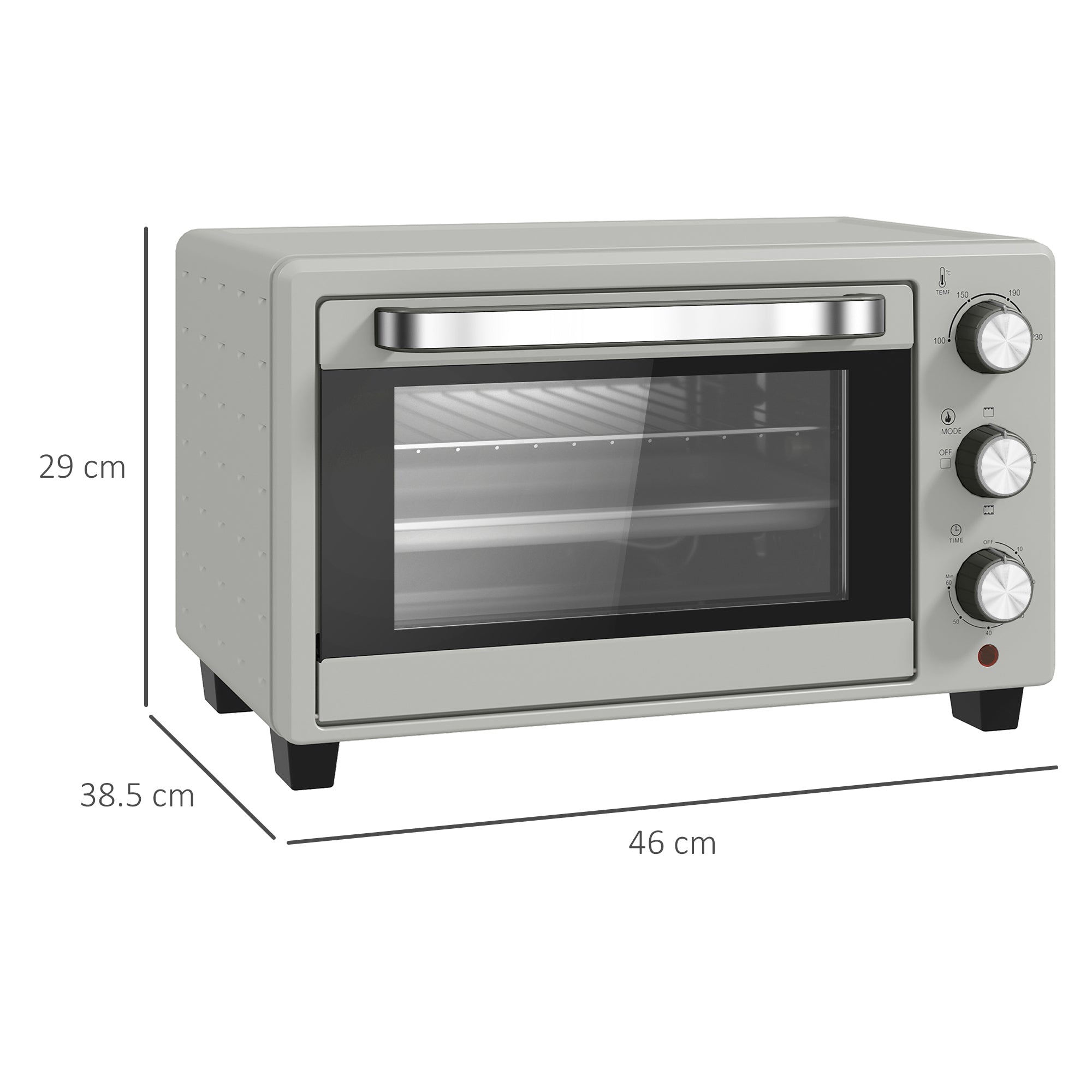 21L Mini Countertop Oven, 100°C-230°C Adjustable Temp - Silver Tone