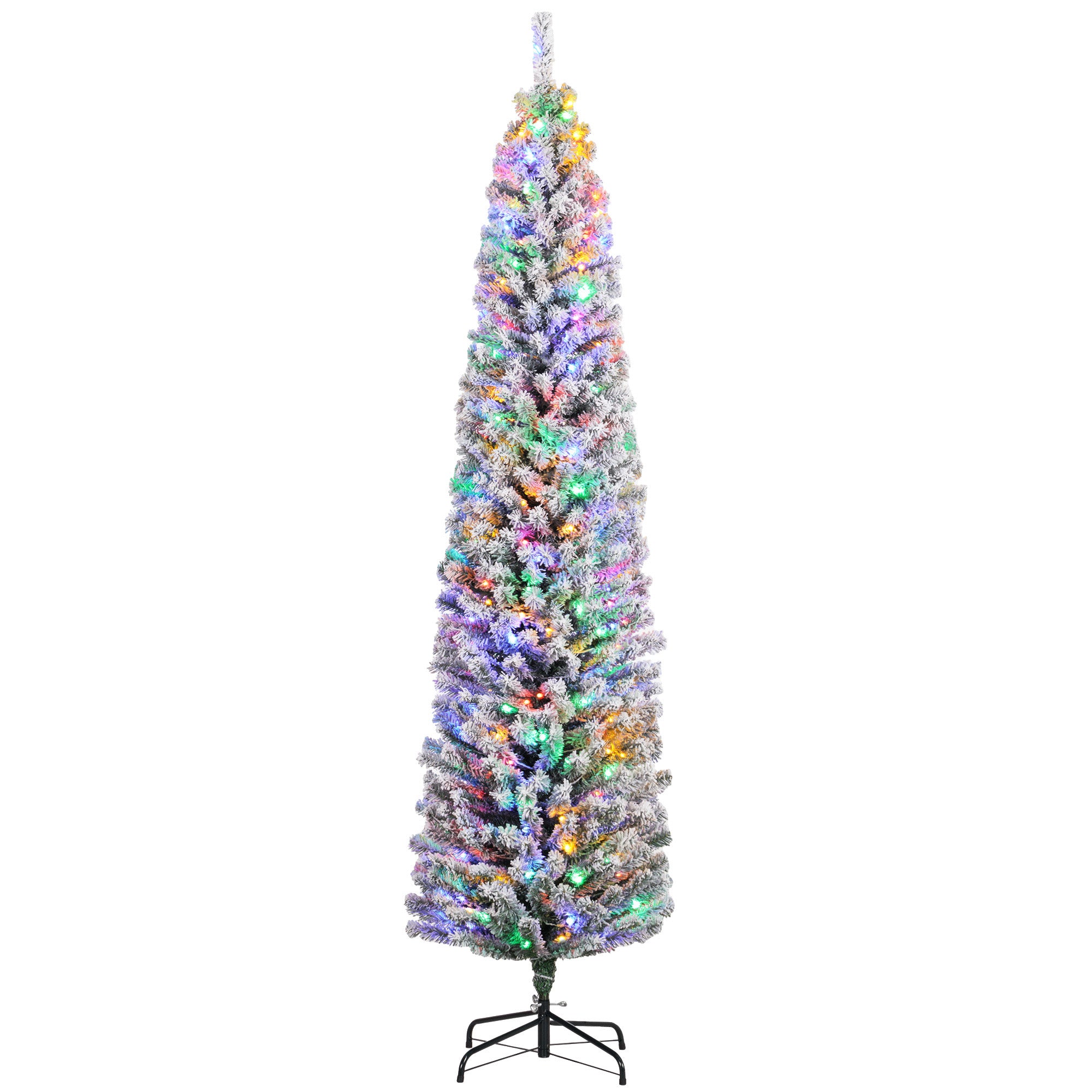 7' Artificial Prelit Christmas Trees Holiday D©cor with Colourful LED Lights, Flocked Tips, Berry, Pine Cone