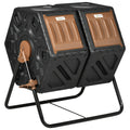 130L Double Chamber Compost Bin with 360° Tumbling - Black